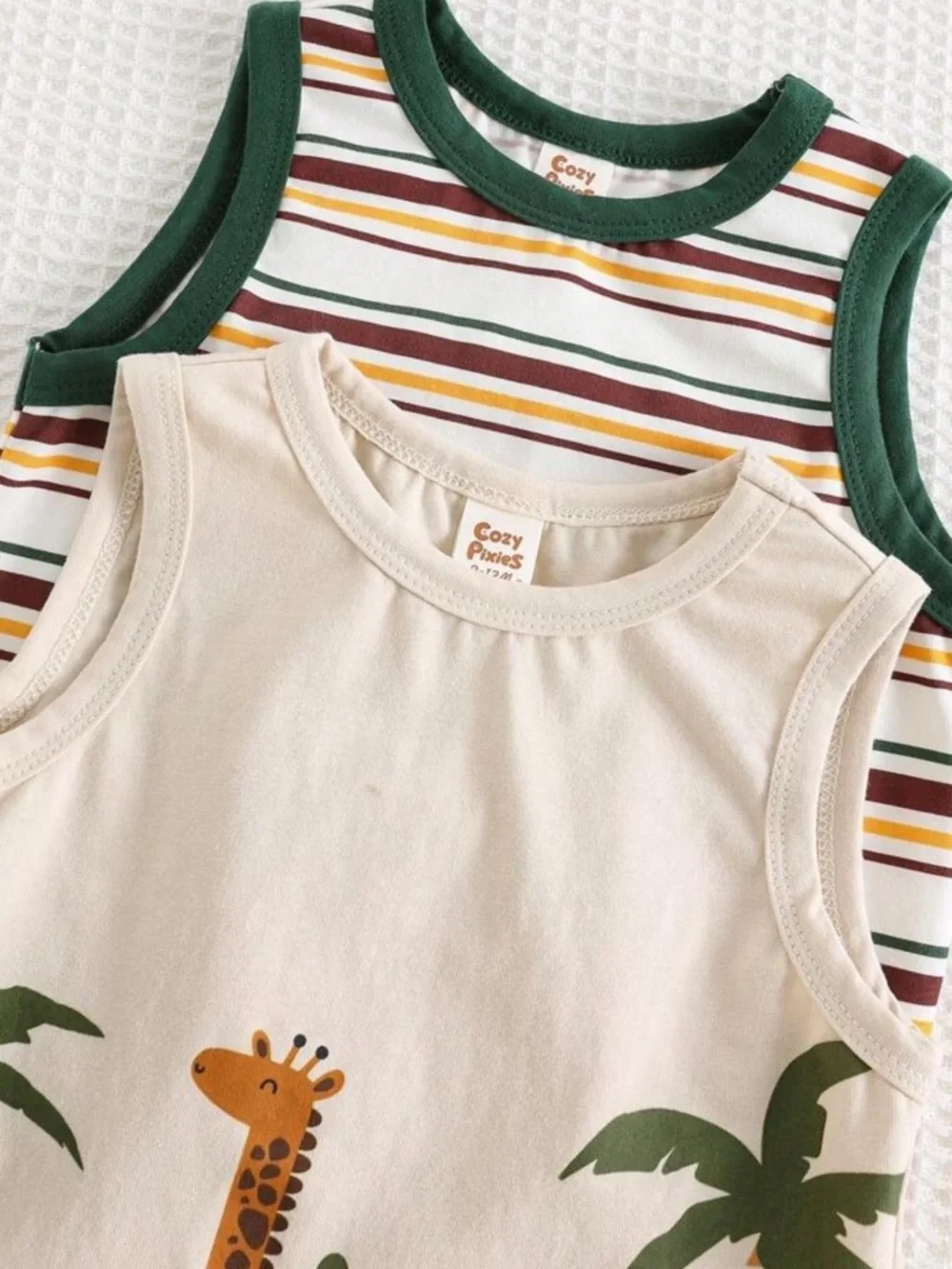 2 Pack Toddler Boy Safari Graphic Tank & Shorts Set - 12-18M